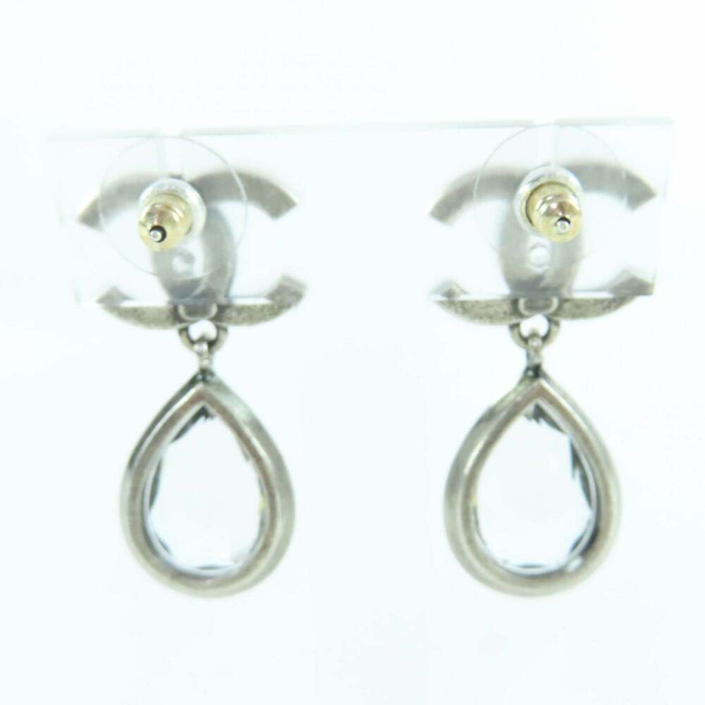 CHANEL Authentic Silver Logo Earrings - Picture 4 of 7